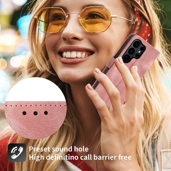 Samsung Galaxy S26 Ultra Plånboksfodral Blommönster Konstläder - Rosa