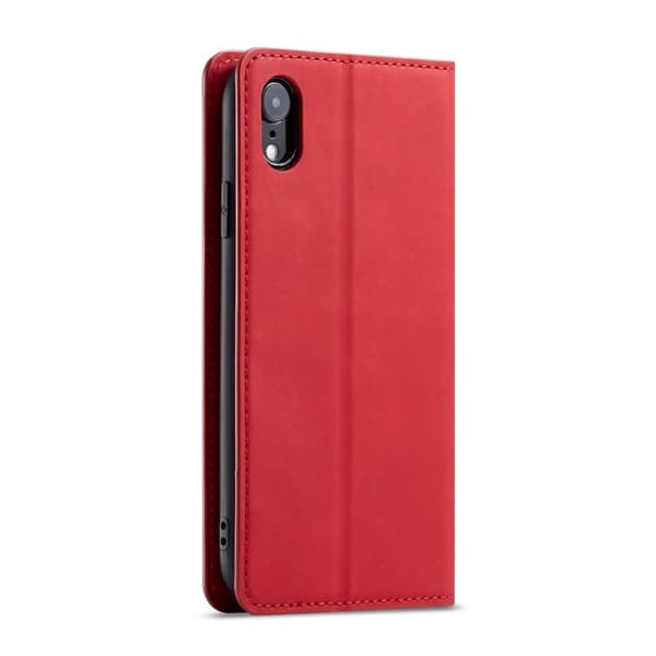 FORWENW iPhone XR Plånboksfodral i Silkeslen Konstläder - Röd