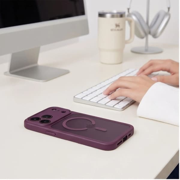 Tech-Protect Mobilskal För iPhone 18 Pro Magsafe Basicmag - Matte Burgundy