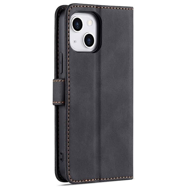 AZNS iPhone 13 Konstläder Plånboksfodral - Stöttåligt, Rep-säkert, Svart