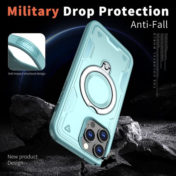 Mobilskal till iPhone 14 Pro Plast Militärt Skydd Med Ställ - Blå