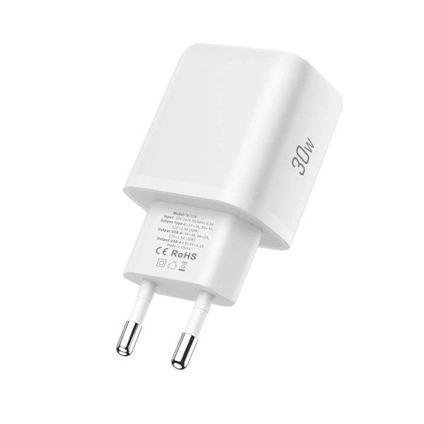 Tech-Protect Väggladdare 20W med USB-C Till USB-C Kabel - Vit Vit