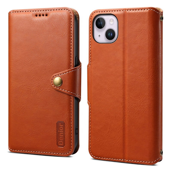 DENIOR iPhone 15 Plus Plånboksfodral i Konstläder - Brun