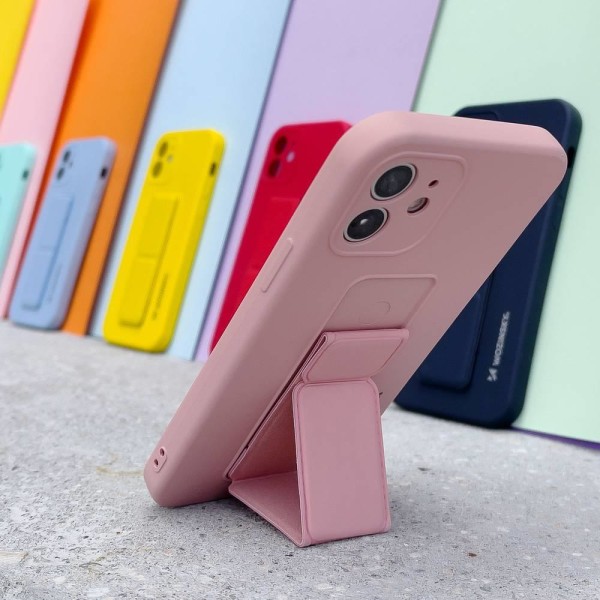 Wozinsky Kickstand silikonikotelo iPhone 12 Mini - vaaleanpunainen Pink