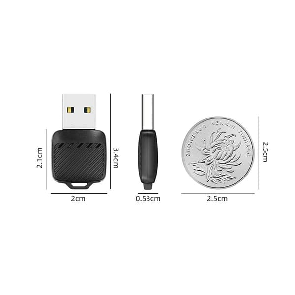 CarPlay 2in1 USB Mini Trådbunden Trådlös Adapter EC03 - Svart