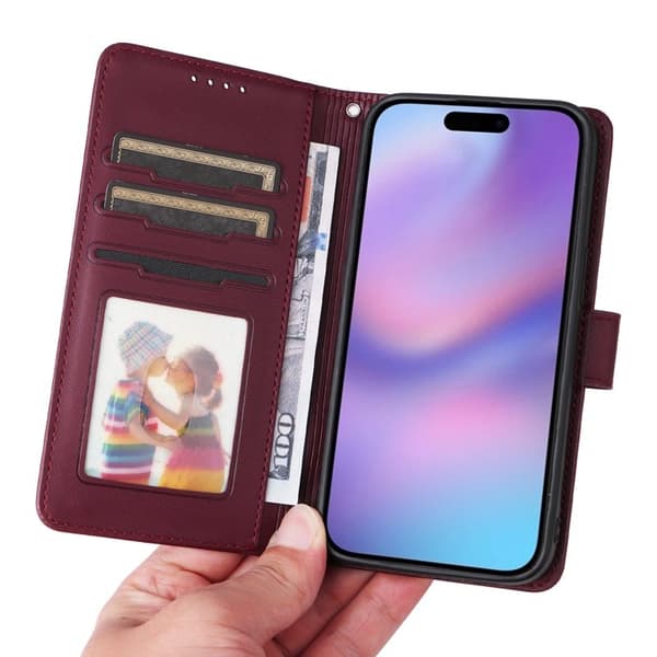 BETOPNICE iPhone 17 Plånboksfodral Magnetiskt Detachable Konstläder - Röd