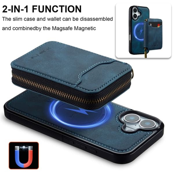 LC.IMEEKE L6 iPhone 17 Plånboksfodral Magnetiskt - Konstläder - Blå