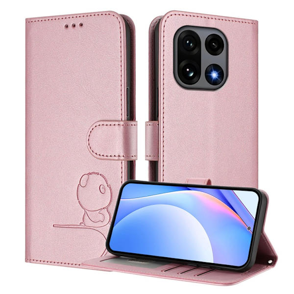 OnePlus 15 Konstläder Plånboksfodral Panda Imprint RFID-Skydd Rosa