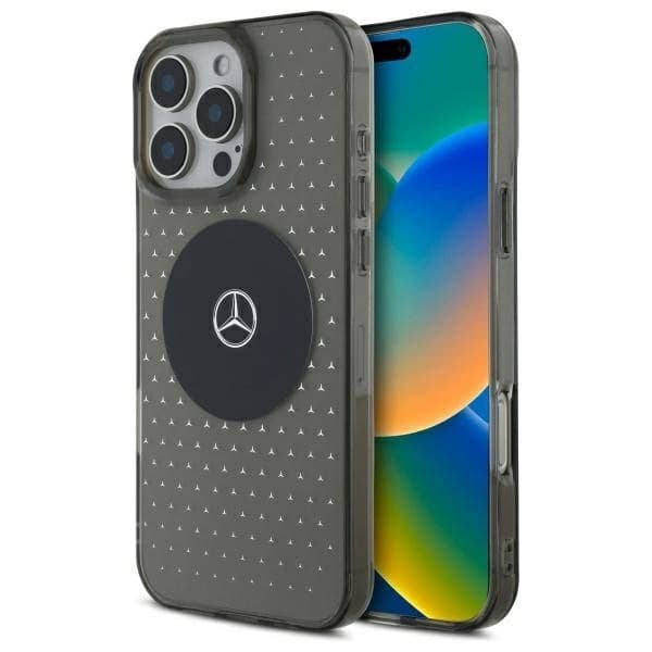 Mercedes-puhelinkotelo iPhone 16 Prolle MB Star Pattern - Musta Black