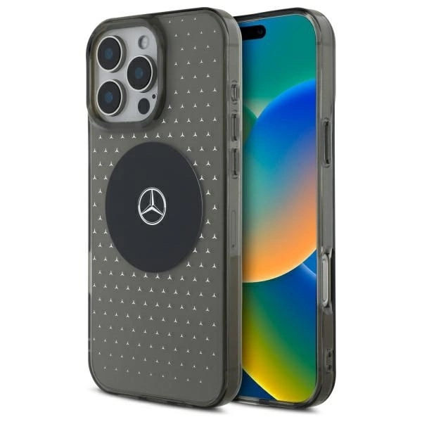 Mercedes telefontaske til iPhone 16 Pro MB Star Pattern - Sort Black