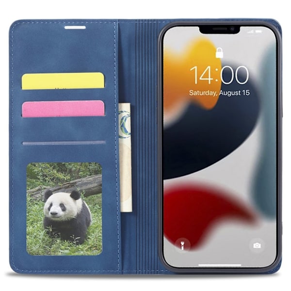 FORWENW iPhone 15 Plus Plånboksfodral Konstläder - Blå