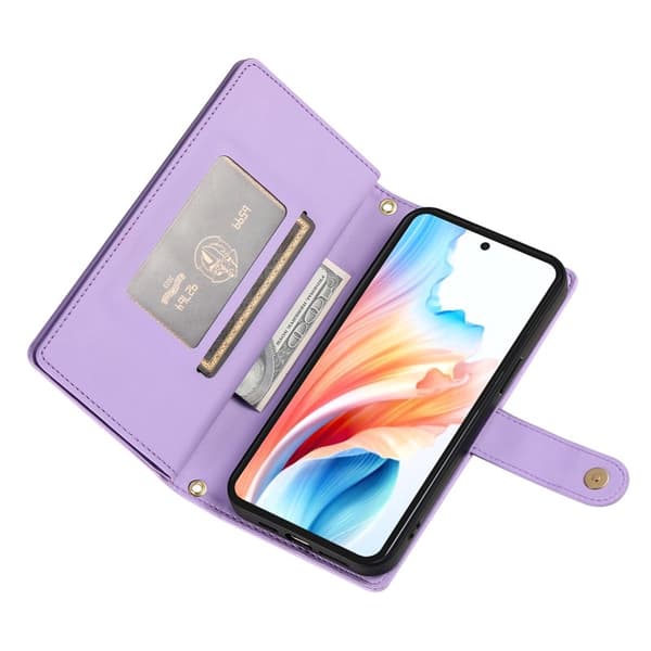 Plånboksfodral för Samsung Galaxy S26 Plus Konstläder med dragkedja - Lila