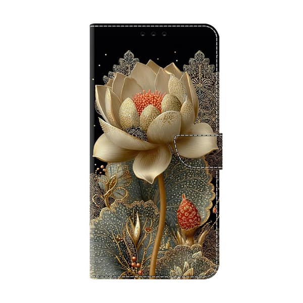 Plånboksfodral för Samsung Galaxy S26 Fällbart Ställ Konstläder Gyllene lotus