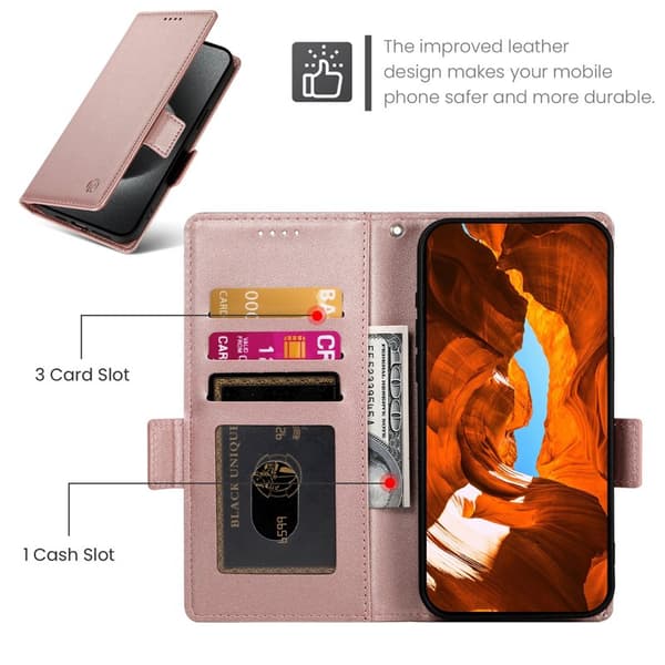 Plånboksfodral för Samsung Galaxy S26 Plus Konstläder Kickstand - Roséguld