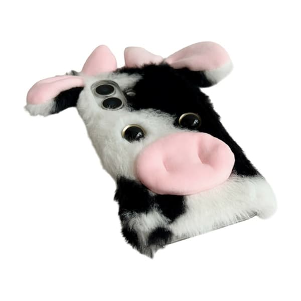 Mobilskal till iPhone 17 Fluffy Cute Cow Plush TPU - Blå Blå