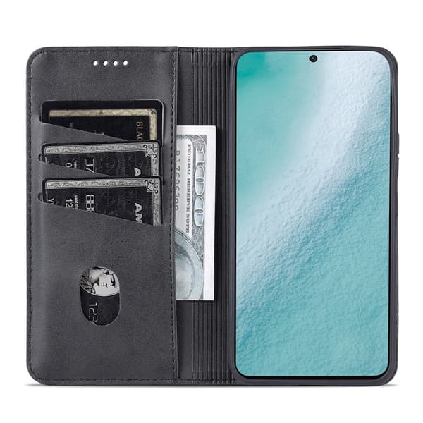 AZNS Samsung Galaxy S22+ Plånboksfodral Konstläder - Svart