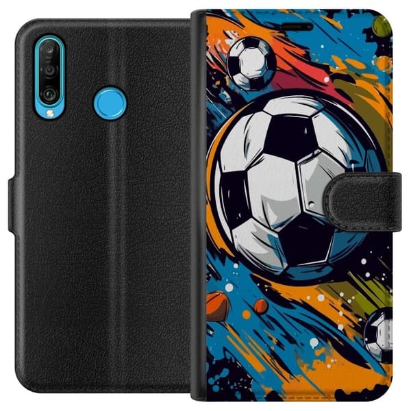 Plånboksfodral till Huawei P30 lite med Fotbollar