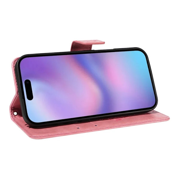 iPhone 17 Konstläder Plånboksfodral Tree Pattern - Rosa Rosa