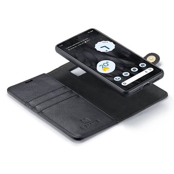 DG.MING Google Pixel 8 Pro Äkta Läder Plånboksfodral Detachable Magnetisk Svart