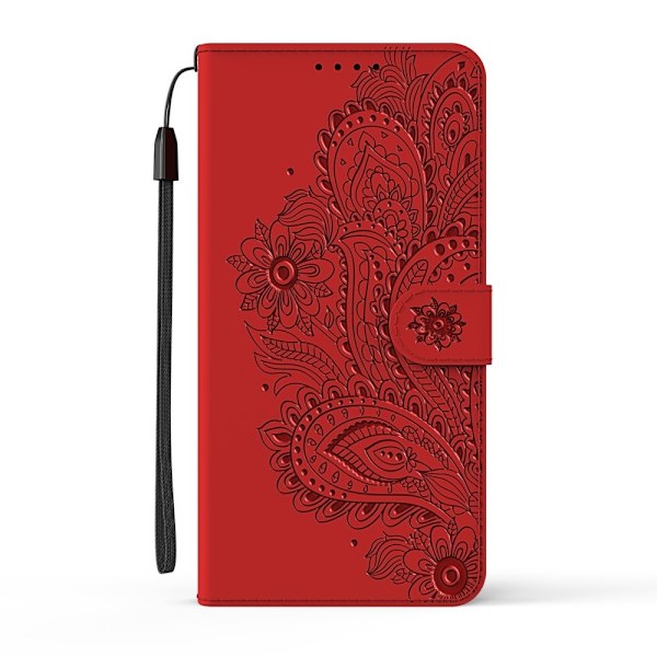 Blommor iPhone 13 Pro Plånboksfodral - Röd Röd