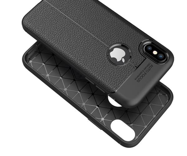 Litchi Skin TPU Mobilskal till iPhone XS / X - Blå Blå