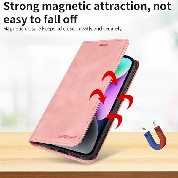 BETOPNICE Samsung Galaxy A37 Plånboksfodral Konstläder RFID-Skydd - Rosa