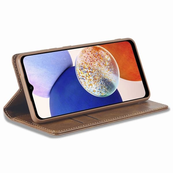 LC.IMEEKE Samsung Galaxy A14 Plånboksfodral Konstläder - Brun