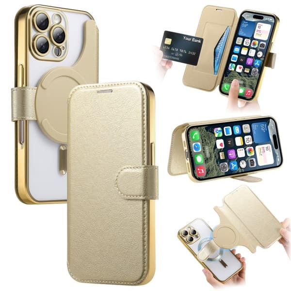 CASENEO Mobilskal till iPhone 16 Pro Max TPU Inre - Äkta läder - Guld