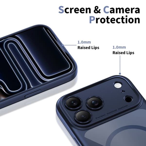 Tech-Protect Telefontaske til iPhone 17 Pro Max Magsafe Peak - Mørkeblå/Klar Blå
