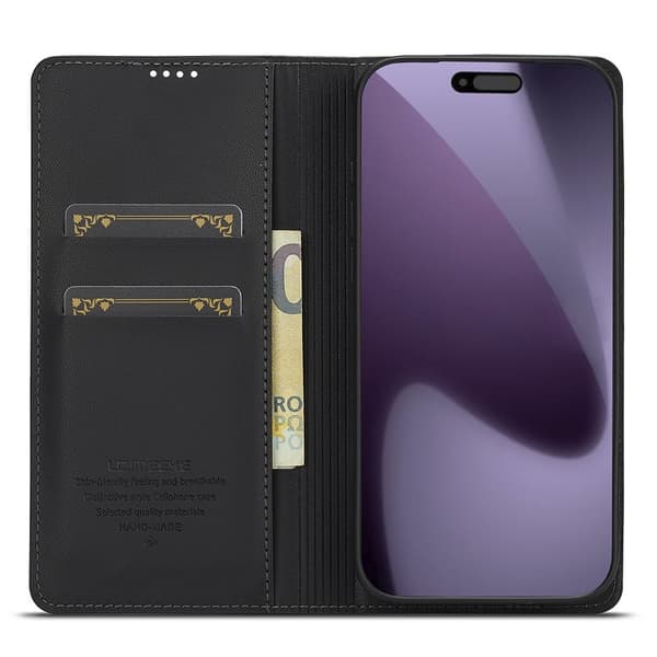 LC.IMEEKE L1 Series iPhone 17 Pro Max Plånboksfodral Konstläder - Svart Svart