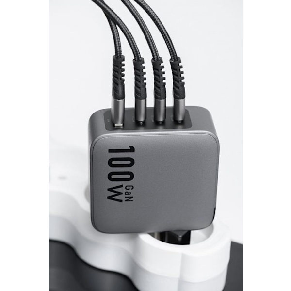 Forcell F-Energy GaN Väggladdare 100W 3xUSB-C 1xUSB-A - Grå Grå