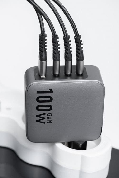 Forcell F-Energy GaN Vægoplader 100W 3xUSB-C 1xUSB-A - Grå Grå