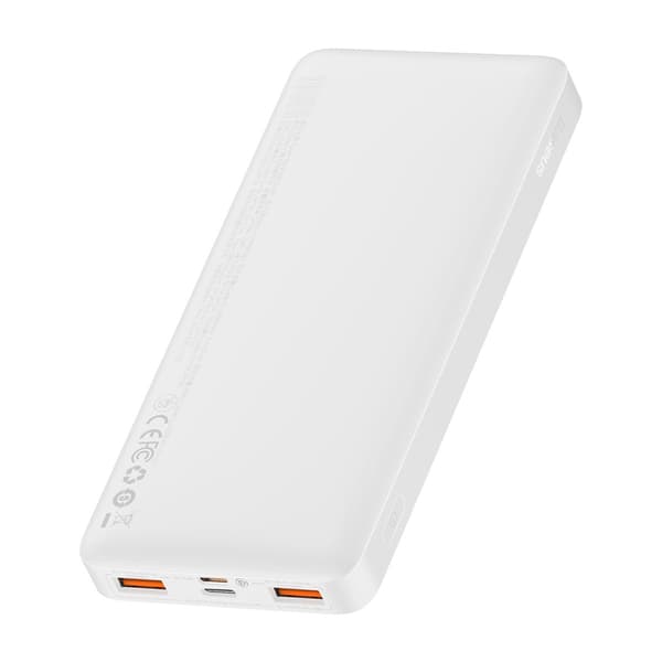 Baseus Powerbank 10000 mAh 20W Bipow + Micro-USB Kabel - Vit Vit