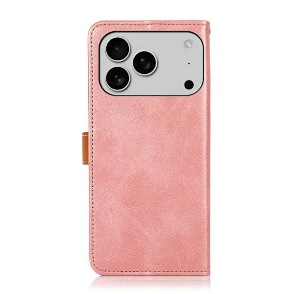 KHAZNEH iPhone 17 Pro Max Plånboksfodral Läder Stativ Roséguld