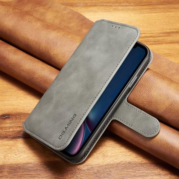 DG.MING Plånboksfodral Konstläder med Kortfack för iPhone XR - Grå