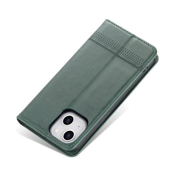 AZNS iPhone 15 Plus Plånboksfodral i Konstläder - Ställfunktion - Grön