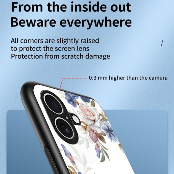 Mobilskal till iPhone 17 Floral Pattern TPU + Härdat Glas - Vit Vit