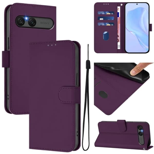 Sony Xperia 10 VII Plånboksfodral Solid Color Konstläder - Voilet Lila