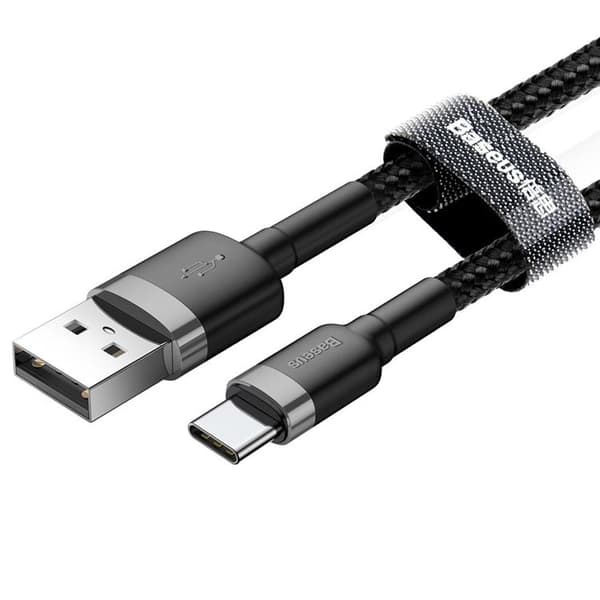 Baseus Cafule USB-C till USB-A kabel 3A 1M - Grå/Svart Svart