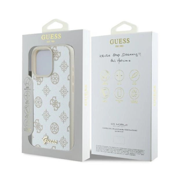 Guess Mobilskal till iPhone 16 Pro MagSafe Peony Script Logo - Vit Vit