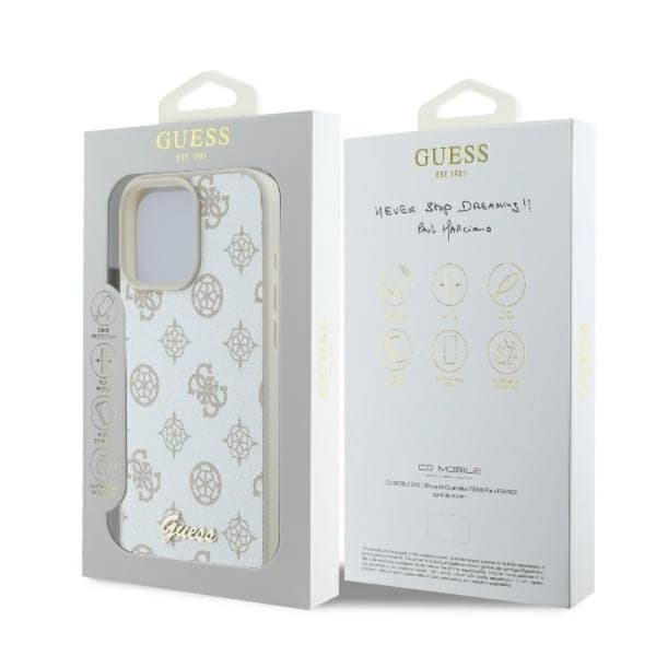 Guess Telefontaske til iPhone 16 Pro MagSafe Peony Script Logo - Hvid Vit