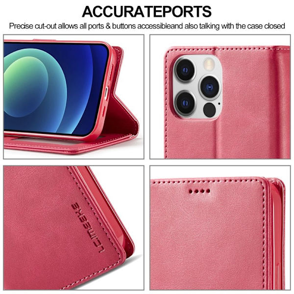 LC.IMEEKE Plånboksfodral för iPhone 15 Pro - Konstläder - Rosa