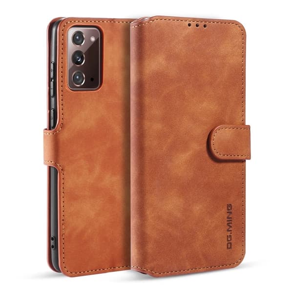DG.MING Vintage Plånboksfodral Konstläder Samsung Galaxy Note20 - Brun