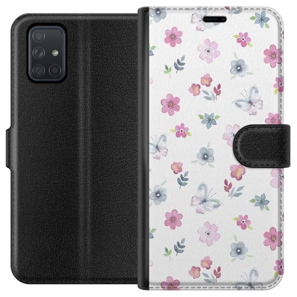 Plånboksfodral till Samsung Galaxy A71 med Blommor och fjärillar