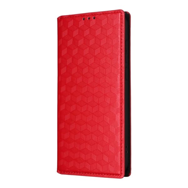 OnePlus 15 Plånboksfodral Rhombus Imprinted Konstläder Röd