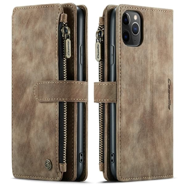 CASEME Konstläder Plånboksfodral för iPhone 11 Pro Max med Rem - Brun