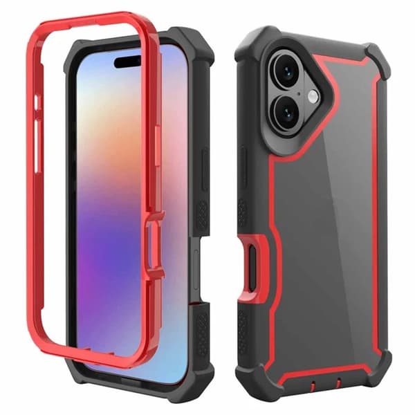 Mobilskal till iPhone 17 TPU + PC Shockproof - Svart/Röd Röd