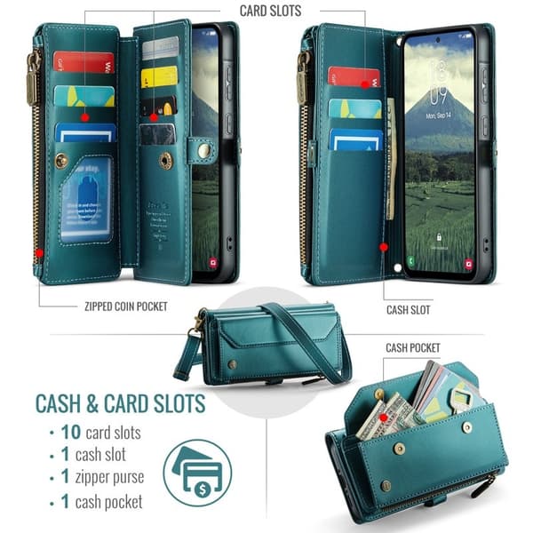 CASEME Plånboksfodral Konstläder för Samsung Galaxy A17 5G - Grön