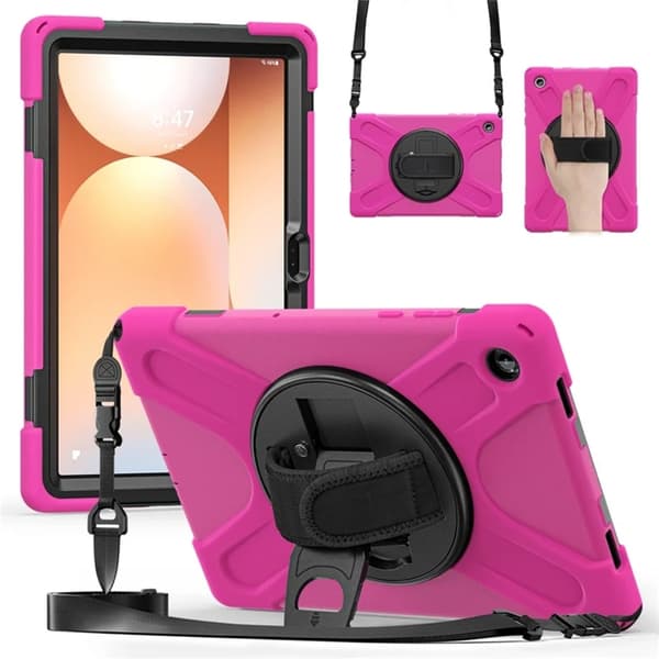 Mobilskal till Galaxy Tab A11 Plus Kickstand Silikon Axelrem Rosa