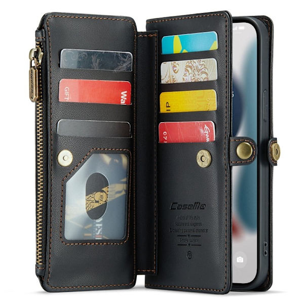 CASEME Plånboksfodral Konstläder för iPhone 13 Pro Max - Svart